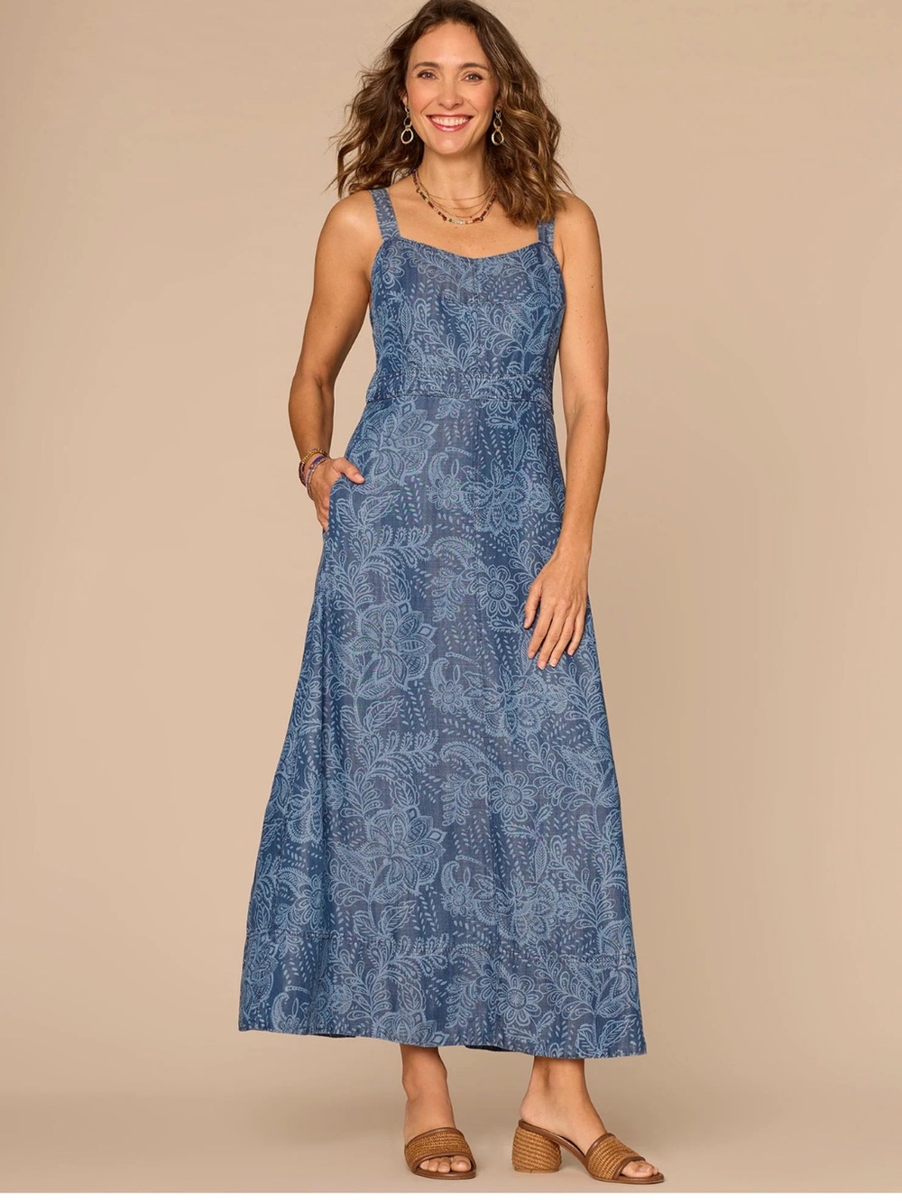 Democracy Blue Floral Print Maxi Dress